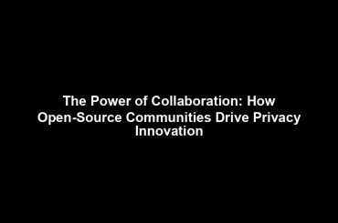 The Power of Collaboration: How Open-Source Communities Drive Privacy Innovation